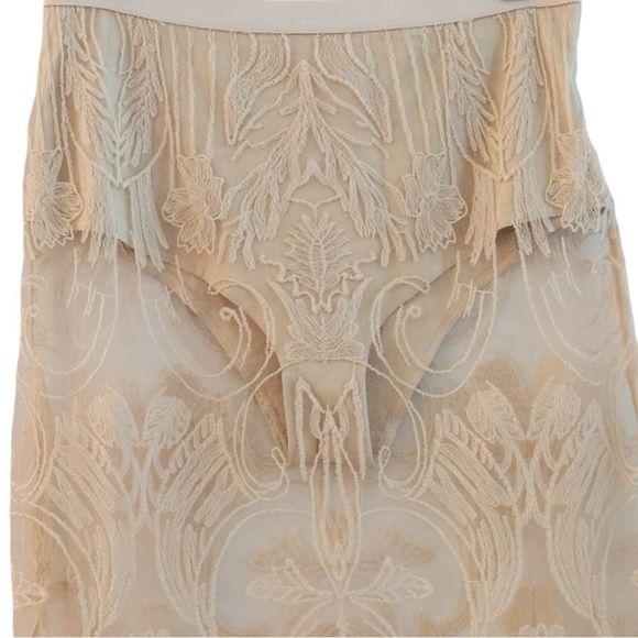 ANTHROPOLOGIE Sheer Lace Embroidered Maxi Skirt Rose Color Size M NEW Demure - Picture 10 of 13